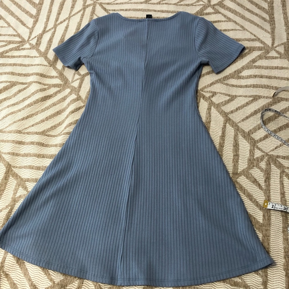 Forever 21 Light Blue Ribbed Twist-Front Mini Dress - Picture 9 of 10